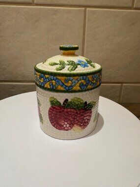 Vintage Jay Imports Co 1997 Sugar Bowl with Lid Fruit and Textures